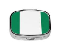 Flag of Nigeria Square Pill Box Lightweight and Portable, with 2 Plastic Inserts, Suitable for Carrying in Pockets or Wallets.