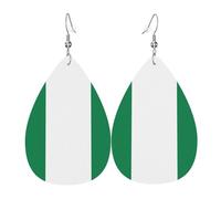 Flag of Nigeria Stylish Leather Drop Earrings with Double-Sided Print - A Must-Have Accessory, One Size, Faux Leather, No Gemstone, One Size, Faux Leather, No Gemstone, one size, Faux Leather, No