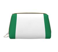 Flag of Nigeria Zipper Closure Leather Portable Waterproof Cosmetic Bag for Home Travel to Organize Toiletries Sundries