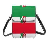 Flag of North Rhine Westphalia Small Crossbody Bag for Women - Mini Over Shoulder Handbag Purse with Credit Card Slots, Cell Phone Purse, Black