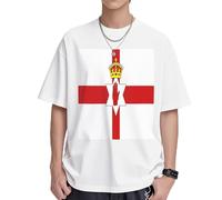 Flag of Northern Ireland Mens T-Shirts & Womens T-Shirts, White and Black Graphic Tees for Men and Women, Soft and Breathable