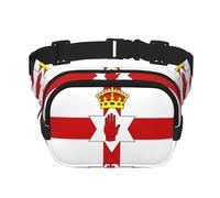 Flag of Northern Ireland Square double - layer fanny pack with adjustable shoulder strap - travelling fanny pack - perfect for outdoor sports, Black, One Size