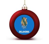 Flag of Oklahoma Christmas Ball Hanging Ornaments Shatterproof Decor for Xmas Tree Holiday