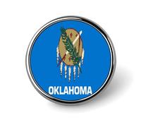 Flag of Oklahoma Round Brooch Pin Lapel Pins Tie Suit Dress Accessories Wedding Birthday for Men Women