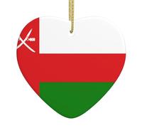 Flag of Oman Heart-Shaped Ceramic Pendant Printed Ceramic Pendant Suitable for Hanging on windowsills or fireplaces