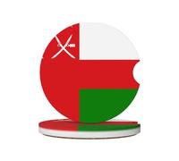 Flag of Oman Prints Ceramic car coasters (2-pack) absorb moisture, are non-slip and easy to clean for cars, trucks, and boats.