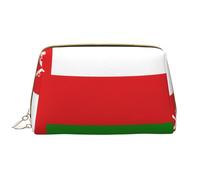 Flag of Oman Zipper Closure Leather Portable Waterproof Cosmetic Bag for Home Travel to Organize Toiletries Sundries