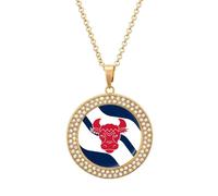 Flag of Oxfordshire Round Pendant Necklaces for Women Alloy Rhinestone Jewelry Custom Picture Necklace