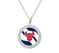 Flag of Oxfordshire Round Pendant Necklaces for Women Alloy Rhinestone Jewelry Custom Picture Necklace