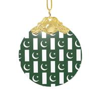 Flag Of Pakistan Elegant Glass Round Pendant, Detailed 3.3 Inch Holiday Ornament For Gift And Celebration