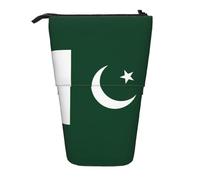Flag of Pakistan Expandable Stand Pencil Pouch, Multi-Design Oxford Fabric, Adjustable Height, Multi-Use Cosmetic Bag