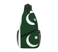 Flag Of Pakistan Print Adjustable And Padded Shoulder Strap Chest Bag, Sling Bag For Travel, Work & Daily Use