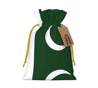 Flag Of Pakistan Print Drawstring Gift Bags,For Holiday Season,Birthdays,Anniversaries And Any Special Occasion