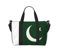 Flag of Pakistan print Gym Bag for Women,Carry on Weekender Overnight Duffle Bag,Personal Item Tote Bag, Black, One Size