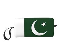 Flag of Pakistan print Travel Toiletry Pouch, Pencil Bag Canvas Makeup Bag, Multi-Purpose Cosmetic Bag with Zipper, White, One Size