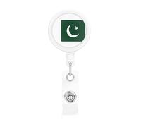 Flag of Pakistan Printing Retractable Badge Holder. with Clip and Keyring The Maximum Retractable Length is Approximately 55cm, with a 360° Rotating clamp.