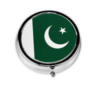 Flag of Pakistan Round Pill boxï¼ŒPill Boxï¼Œ Portable On-The-Go Pocket Pharmacy,