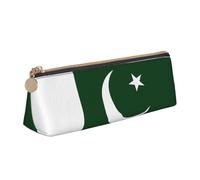 Flag of Pakistan Triangle Leather Case Multi Functional Cosmetic Bag Portable Makeup and Stationery Storage Bag , White, One Size, Lightweight, White, One Size, Lightweight