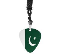 Flag of Pakistan Vintage Pick Necklace Guitar Bass Pick Pendant &B Steel Music Jewelry for Music Lovers