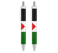 Flag of Palestine Ballpoint Pen Slim Retractable Blue Ink 0.5 Mm Ballpoint Pen for Writing And Signing Home School Office 2 PCS