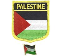 Flag of Palestine Embroidered sew on Iron on Patch with Enamel Metal pin Badge