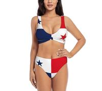 Flag of Panama Bikini Set for Women Front Cross Design Push Up High Waisted Two Piece Swimsuit
