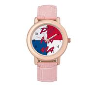 Flag of Panama Panamanian Women's Wrist Watch Easy Reader with Leather Strap Analog Display Wonderful Ladies Gifts