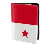 Flag Of Panama Printing Cowhide Passport Holder,Passport Cover,Travel Card Cover Case For Men Women,Documents Protector, Black, One Size