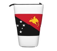 Flag of Papua New Guinea Expandable Stand Pencil Pouch, Multi-Design Oxford Fabric, Adjustable Height, Multi-Use Cosmetic Bag
