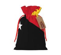 Flag of Papua New Guinea Print Drawstring Favor Bags, M Holiday Pouches, Treat Sacks, Christmas Treat Bags