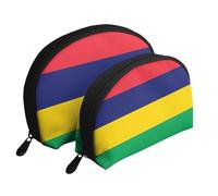 Flag of Paraguay Moon Cosmetic Bag, Travel Makeup Pouch, Portable Waterproof Cosmetic Pouch for Girls Women., Flag Of Mauritius, One Size