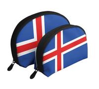 Flag of Paraguay Moon Cosmetic Bag, Travel Makeup Pouch, Portable Waterproof Cosmetic Pouch for Girls Women., Flag Of Iceland, One Size
