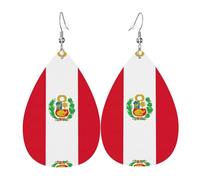 Flag Of Peru Leather Earring For Women Teardrop Dangle Printed Fashion Accessories Daily Wear Party