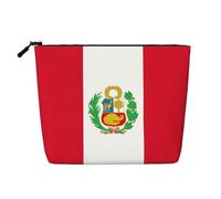 Flag of Peru Print Cosmetic Bag for Women,Faux Linen Makeup Bag Large Capacity,Perfect for Travel Daily Use