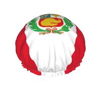 Flag Of Peru Print Various Activities Shower Cap Reusable Soft And Lightweight Bath Hair Cap Long Hair