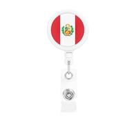 Flag of Peru Printing Retractable Badge Holder. with Clip and Keyring The Maximum Retractable Length is Approximately 55cm, with a 360° Rotating clamp.