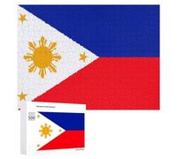 Flag of Philippine Funny Wooden Puzzle Adults Difficult Jigsaw Puzzles with Storage Box for Family Game Birthday Gift