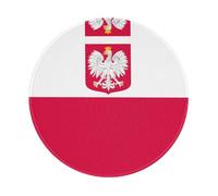 Flag of Poland Print Round Mousepad, Rubber Base Computer Mousepad for Laptop, Desktop and Gaming