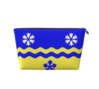 Flag of Prince George Leather Travel Makeup Bag-Waterproof Cosmetic Pouch | Waterproof Pu Leather. Smooth Zip. Lightweight.
