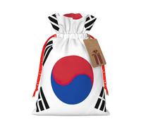 Flag Of Republic Of Korea Christmas Canvas Gift Bag With Drawstring,Reusable Personalizedgift Bag