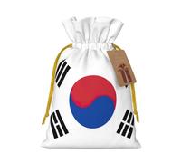 Flag of Republic of Korea Print Birthday Gifts Wrap Bag Unique Drawstring Gifts Bag Canvas Bags for Party Wedding Present,1 Piece M