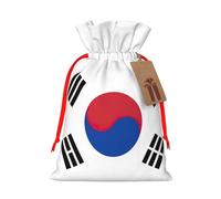 Flag of Republic of Korea Print Birthday Gifts Wrap Bag Unique Drawstring Gifts Bag Canvas Bags for Party Wedding Present,1 Piece M