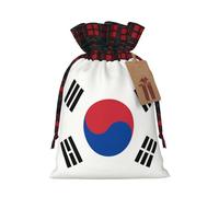 Flag of Republic of Korea Print Christmas Drawstring Bags Snack Wrap, Reusable Holiday Treat Sacks for Presents S