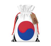 Flag Of Republic Of Korea Print Christmas Drawstring Gift Bags Festive Sack Xmas Birthday Party Present Packaging