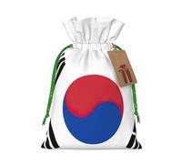 Flag Of Republic Of Korea Print Christmas Drawstring Gift Bags Festive Sack Xmas Birthday Party Present Packaging