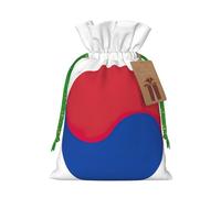 Flag Of Republic Of Korea Print Christmas Drawstring Holiday Candy Bag Xmas Sacks Reusable Wrapping Bags Party Favor