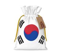 Flag Of Republic Of Korea Print Christmas Drawstring Present Bag, Reusable Holiday Goodie Bag For Presents