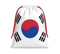 Flag of Republic of Korea Print Personalized Drawstring gifts Bag Fashion Soft Velvet Present bag for Women Christmas 1 pack S