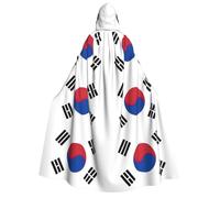Flag of Republic of Korea print Unisex Medieval Viking Hooded Cape Cloak for Halloween Cosplay, Christmas Party Costume Outfits