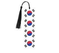 Flag of Republic of Korea Print Wooden Bookmark with Tassel, Exquisite Pattern Ideal Gift for Book Lovers, for Home Office Library